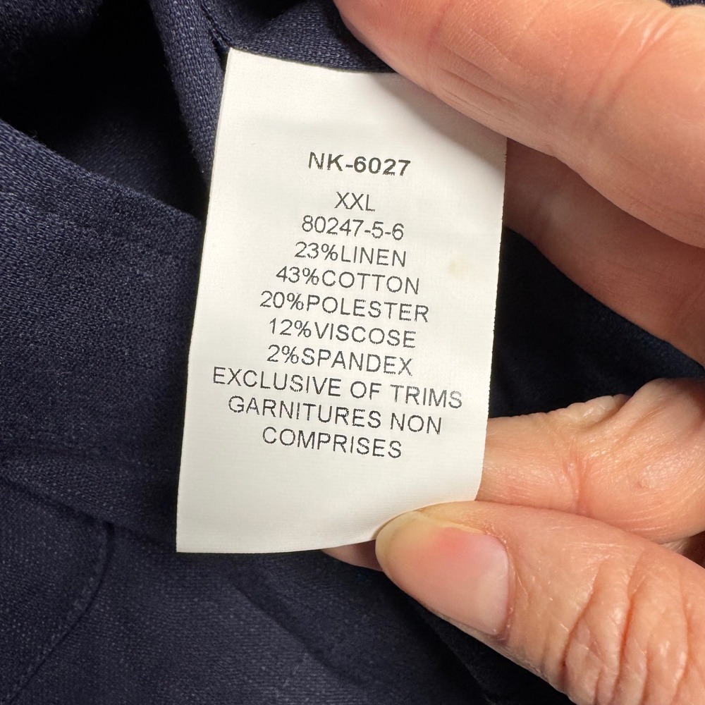 NWT Collars & Co The Maverick Blazer Linen Blend Button Front Jacket XXL Navy - Picture 8 of 12